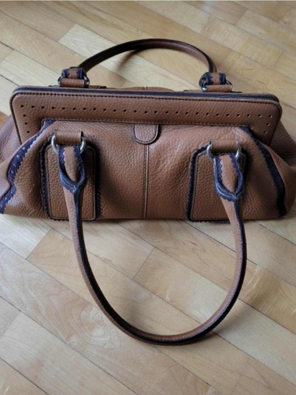 Ann Taylor Loft Leather Satchel Handbag
